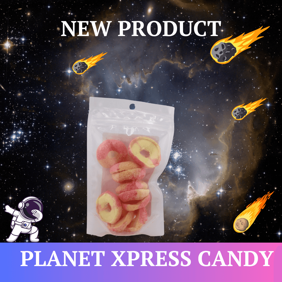 Planet Xpress Candy Freeze Dried Peach Asteroids - planetxpresscandy